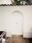 Gartentür in Lärche, weiß lasiert